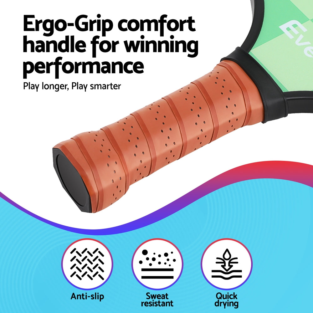 Everfit Pickleball Paddle Set Fiberglass with Balls Bag Tournament Kit 2PCS Pickle Balls Rackets 6