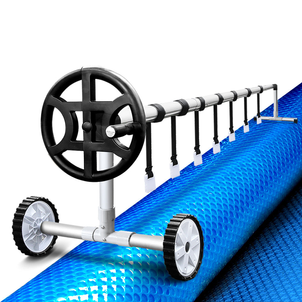 Aquabuddy Pool Cover 500 Micron 10x4m Blue Swimming Pool Solar Blanket 4m Roller 7