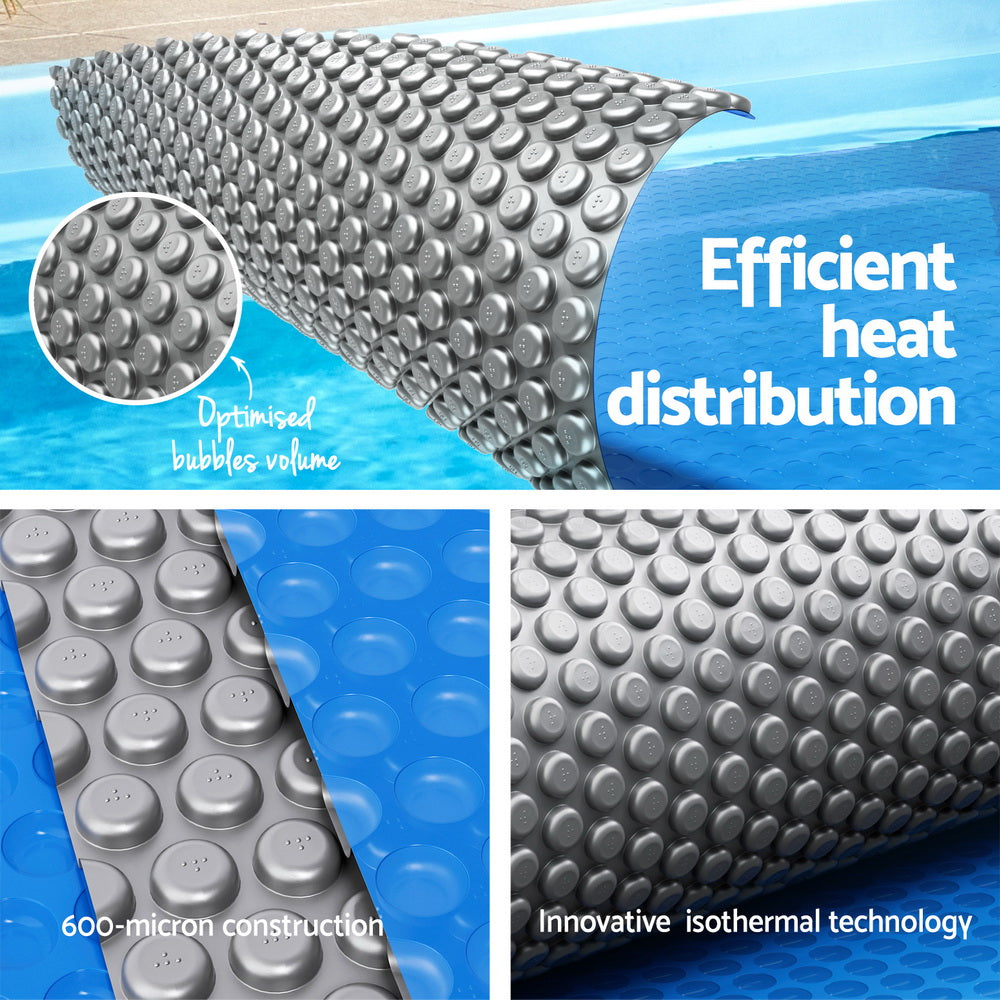 Aqua Buddy Pool Cover 600 Micron 11x6.2m w/ Roller 6.55m Swimming Pools Solar Blanket 4