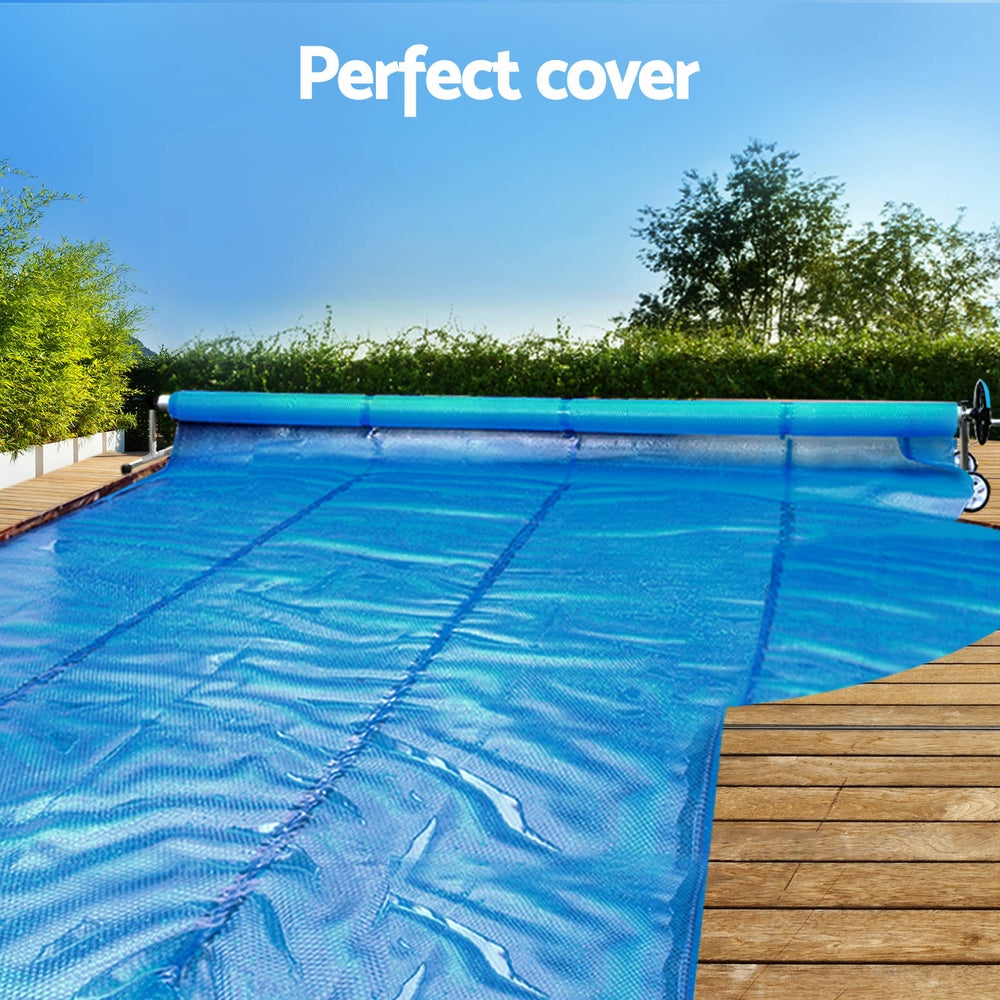Aqua Buddy Pool Cover 11x6.2m 400 Micron Silver Swimming Pool Solar Blanket 6.55m Roller 4