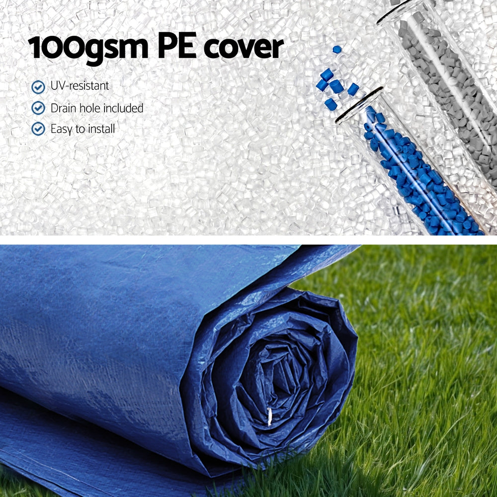 Aqua Buddy Pool Cover Fit 2.44m Round Above-ground Ring Swimming Pool Blanket Blue 6