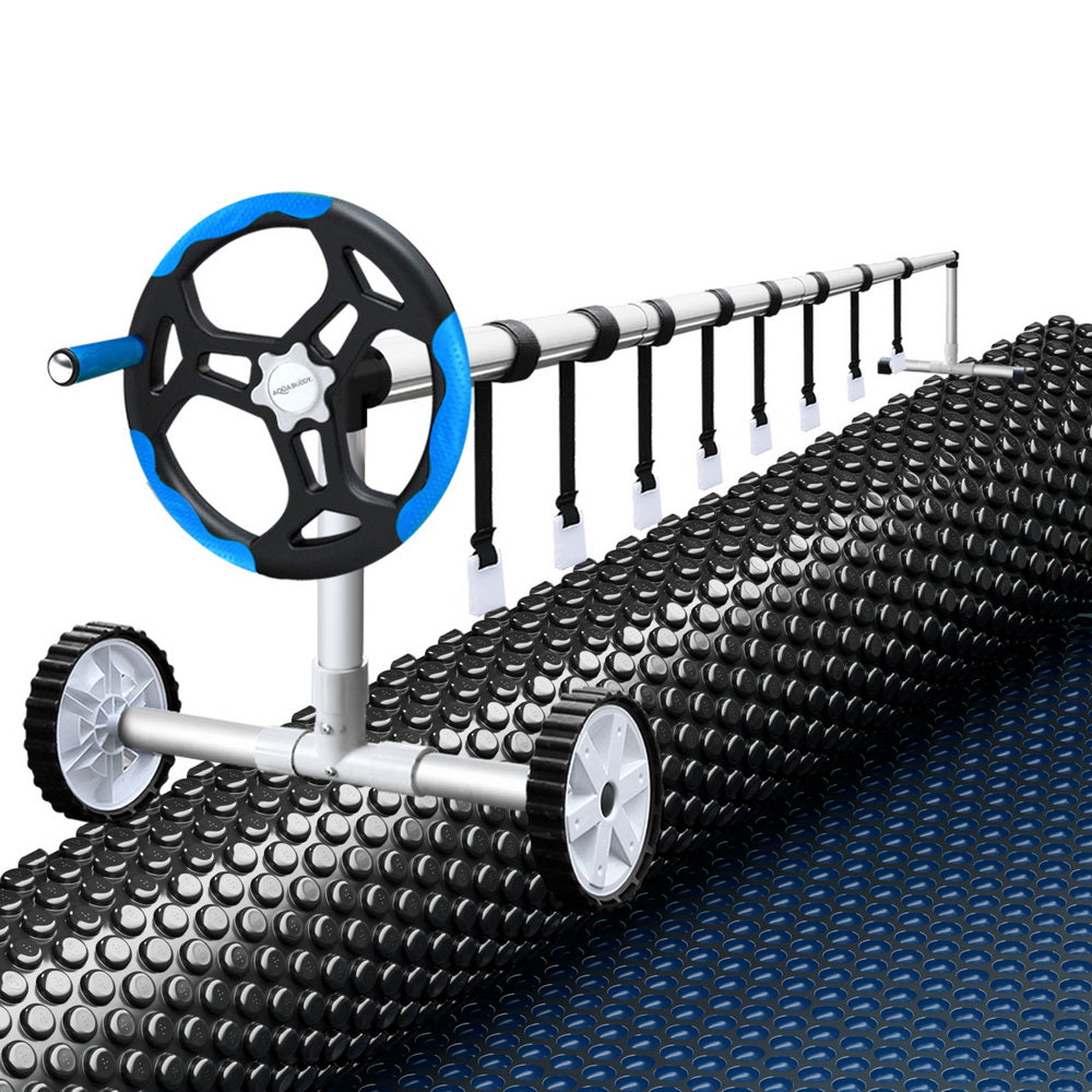 Aqua Buddy Pool Cover 600 Micron 6.5x3m w/ Roller 5.55m Black Solar Blanket 7