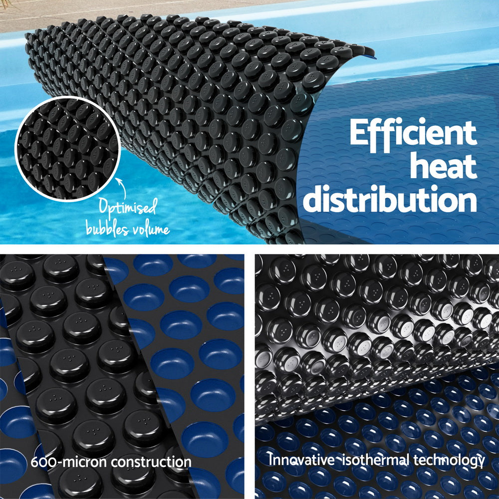 Aqua Buddy Pool Cover 600 Micron 6.5x3m w/ Roller 5.55m Black Solar Blanket 5