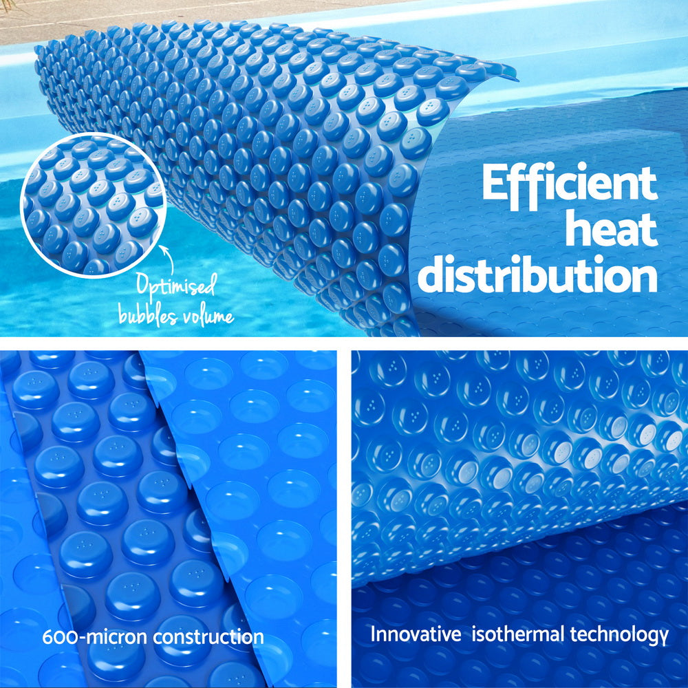 Aqua Buddy Pool Cover 600 Micron 7x4m w/ Roller 5.55m Solar Blanket Blue 5