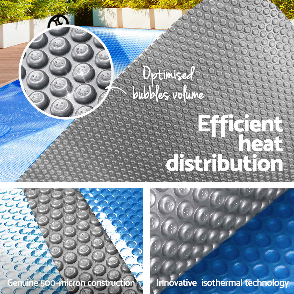 Aqua Buddy Pool Cover 500 Micron 7x4m Swimming Pool Solar Blanket Blue Silver 5