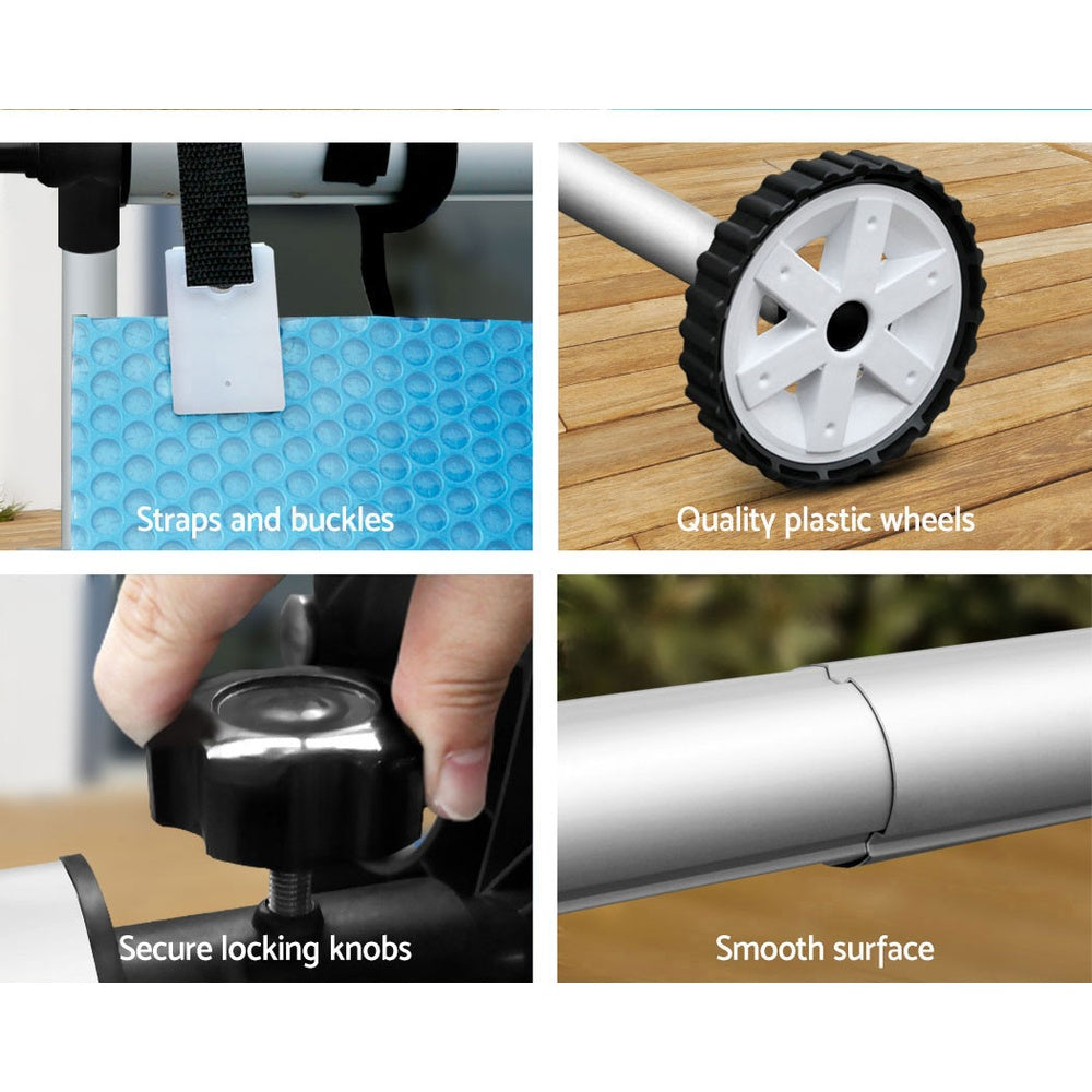 Aquabuddy Pool Cover 500 Micron 7x4m Silver Swimming Pool Solar Blanket 5.5m Blue Roller 6