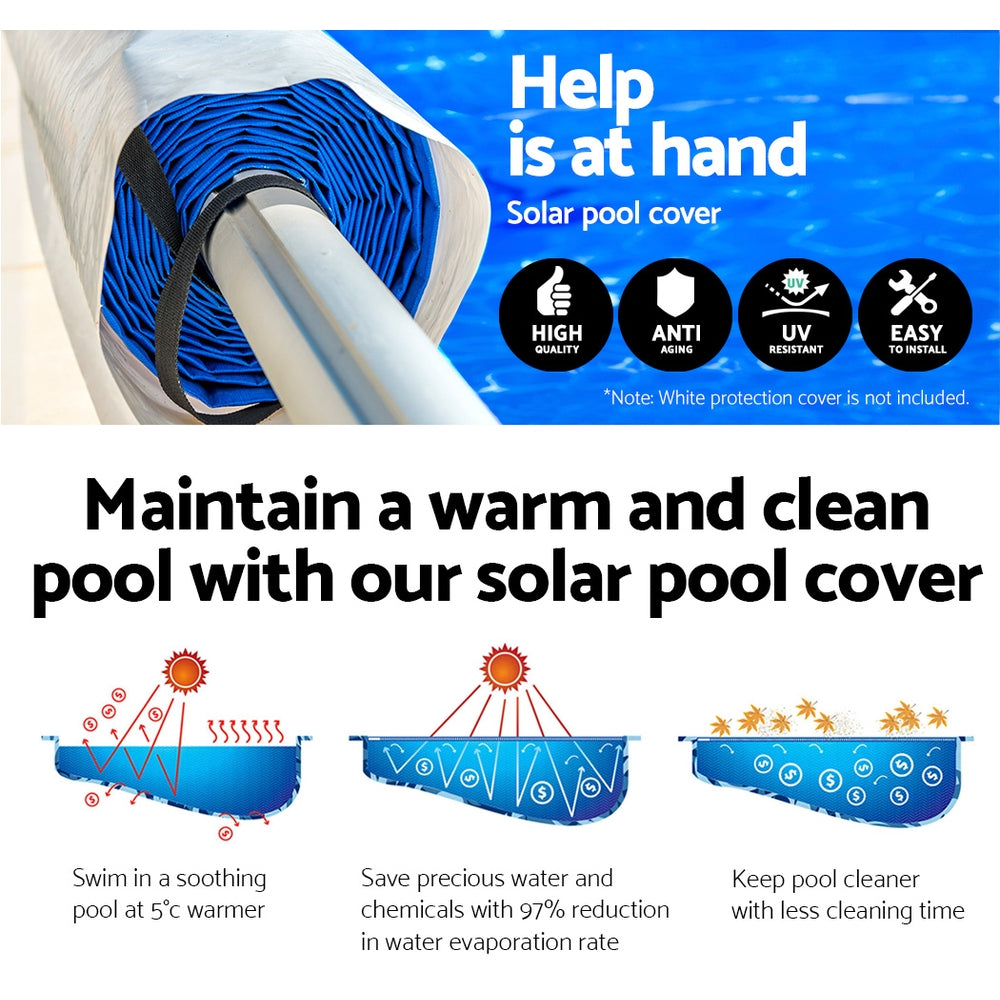 Aquabuddy Pool Cover 500 Micron 8.5x4.2m Swimming Pool Solar Blanket 5.5m Roller 4
