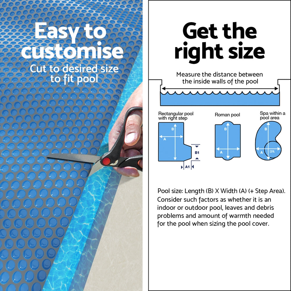 Aqua Buddy Pool Cover 600 Micron 8.5x4.2m Swimming Pool Solar Blanket Blue Black 6