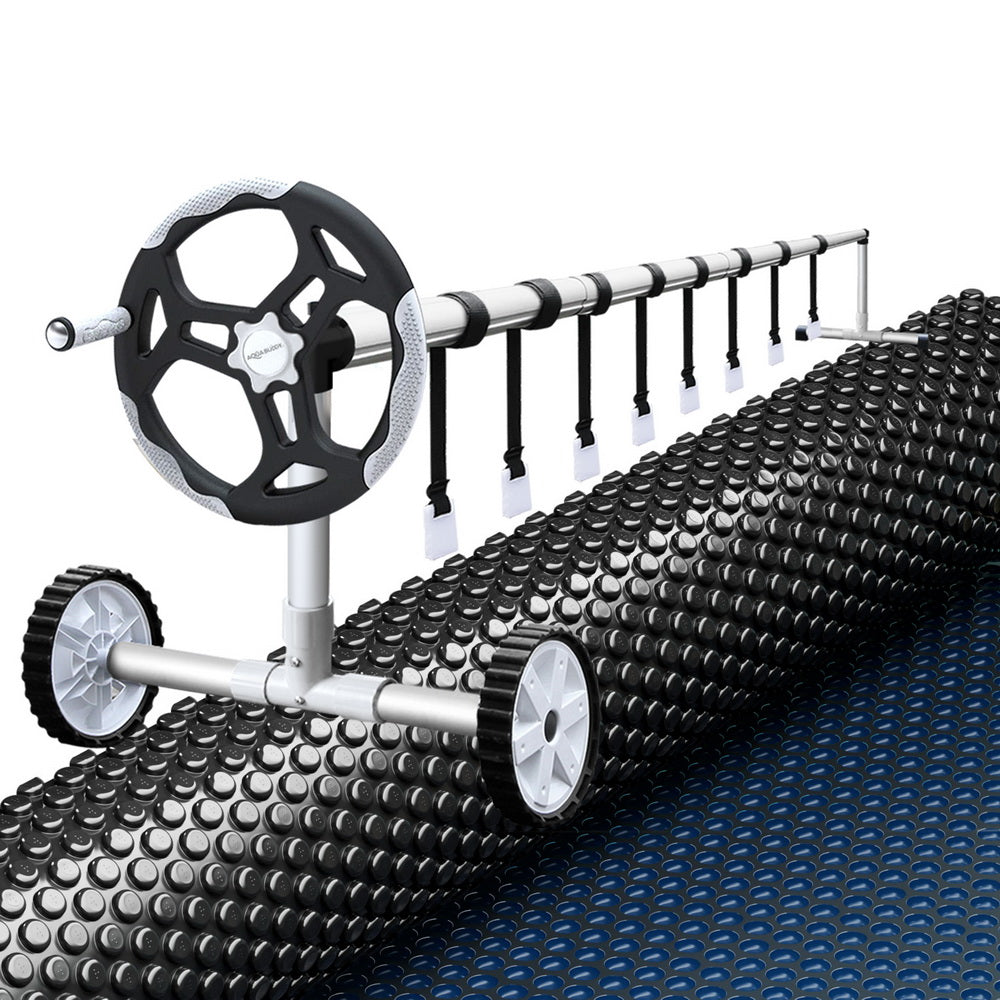 Aqua Buddy Pool Cover 600 Micron 8.5x4.2m w/ Roller 5.55m Swimming Pools Black Solar Blanket 7