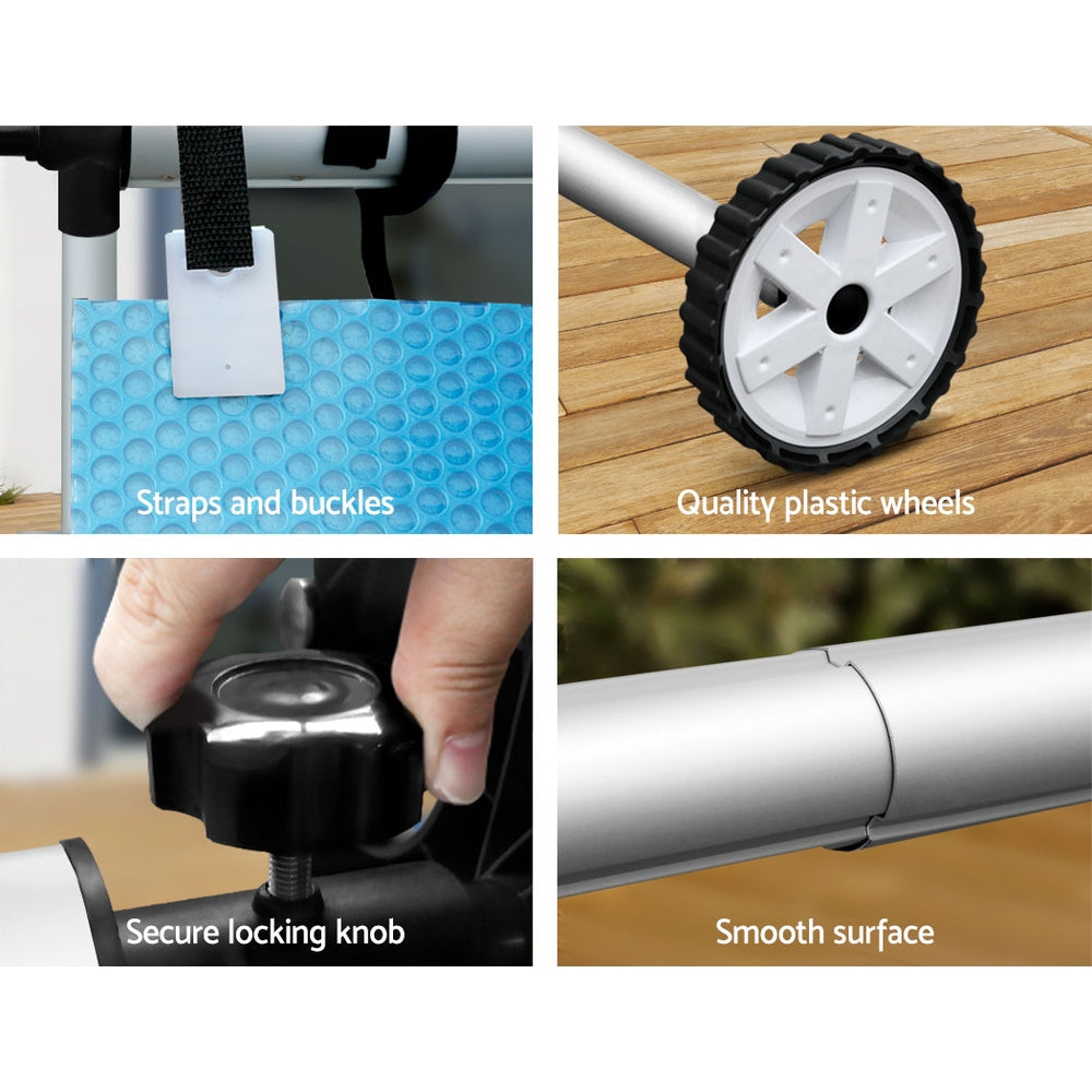 Aquabuddy Pool Cover 500 Micron 8.5x4.2m Silver Swimming Pool Solar Blanket 5.5m Roller 6