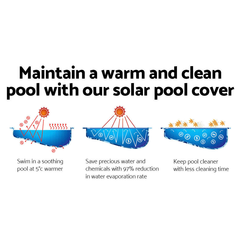 Aqua Buddy Pool Cover 9.5x5m 400 Micron Swimming Pool Solar Blanket Blue Silver 3