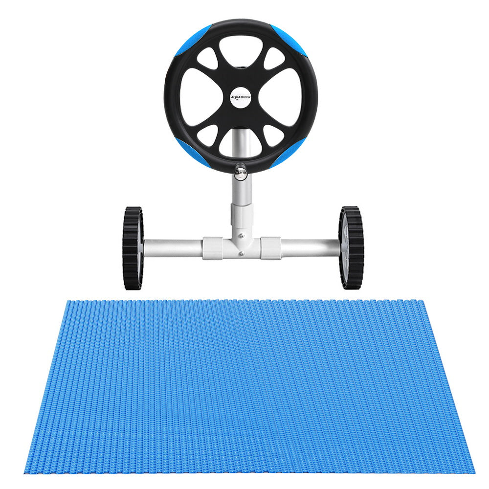 Aqua Buddy Pool Cover 600 Micron Solar Heat 9.5x5m Blanket w/ 5.55m Roller Blue 3