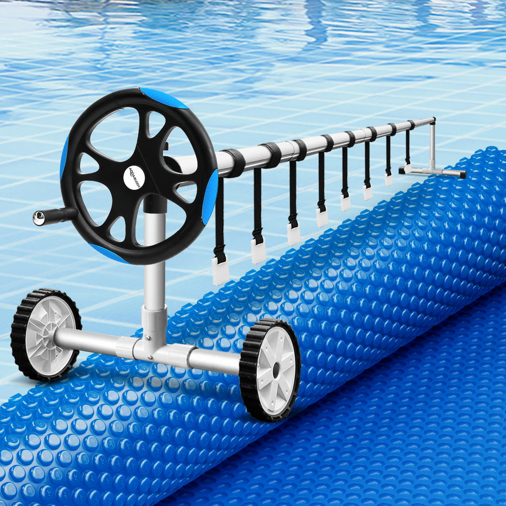 Aqua Buddy Pool Cover 600 Micron Solar Heat 9.5x5m Blanket w/ 5.55m Roller Blue 7