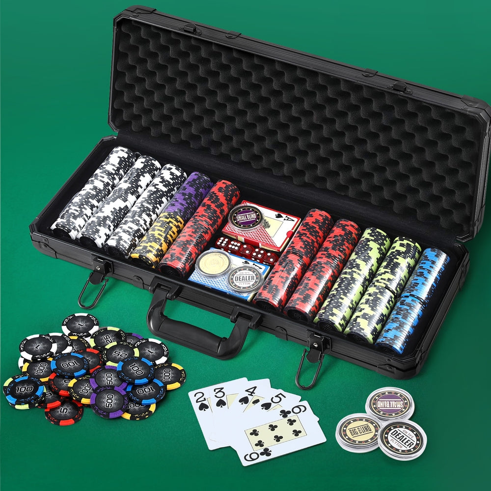 Poker Chip Set 500PC 14g Chips Casino Gambling Party Game Dice Cards 7
