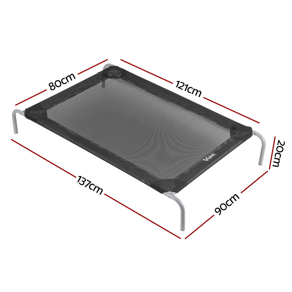 i.Pet Pet Dog Bed Elevated Trampoline Durable Raised Heavy Duty Large Dogs 90x137cm Black