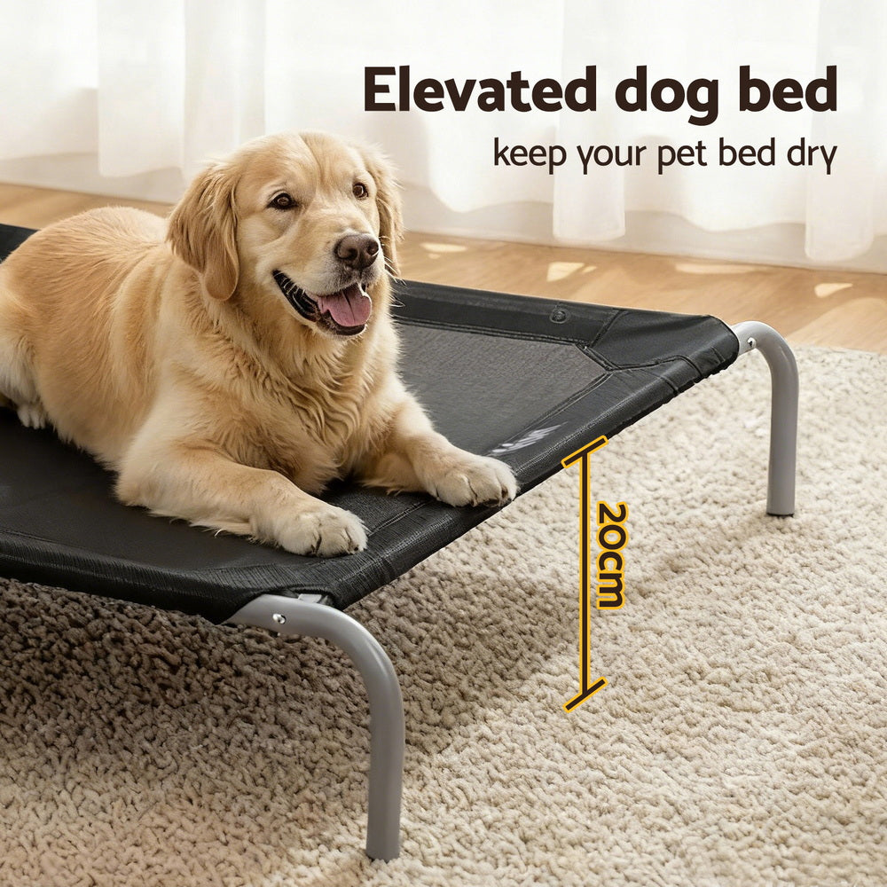 i.Pet Pet Dog Bed Elevated Trampoline Durable Raised Heavy Duty Large Dogs 90x137cm Black 4