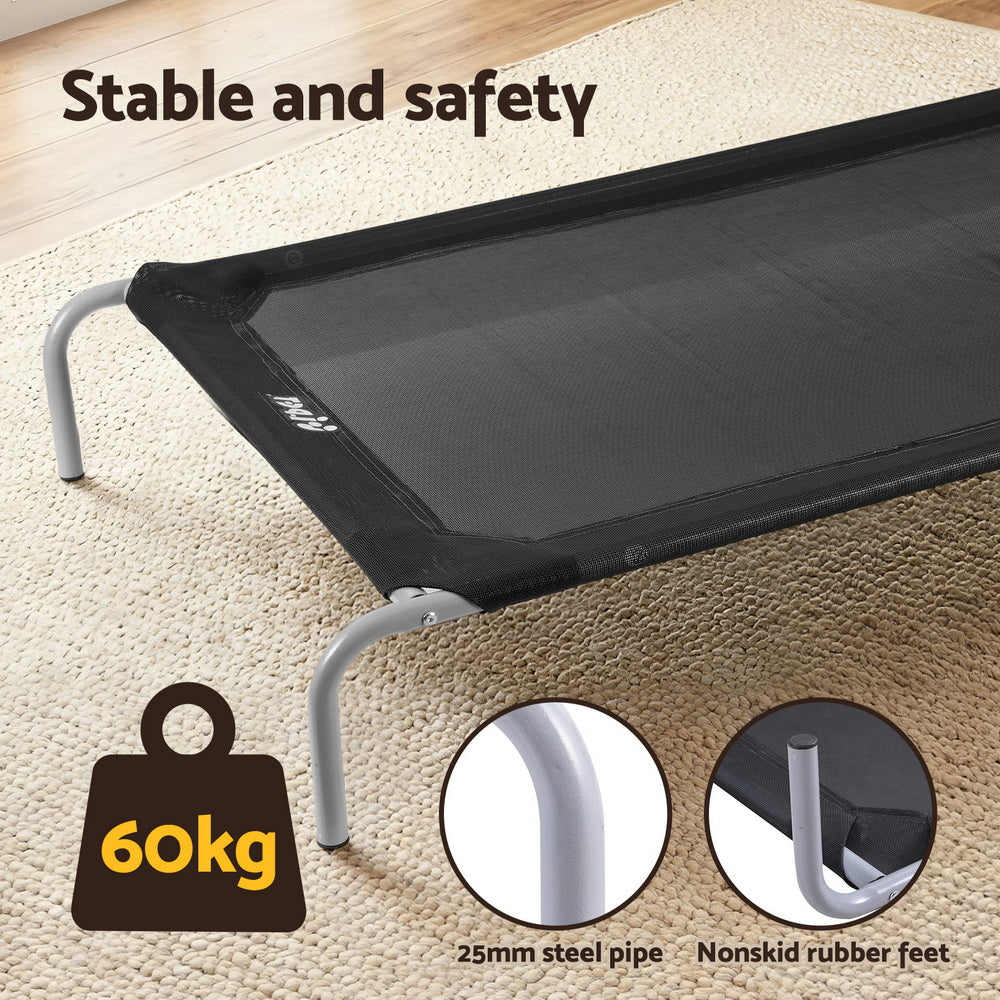 i.Pet Pet Dog Bed Elevated Trampoline Durable Raised Heavy Duty Large Dogs 90x137cm Black 6