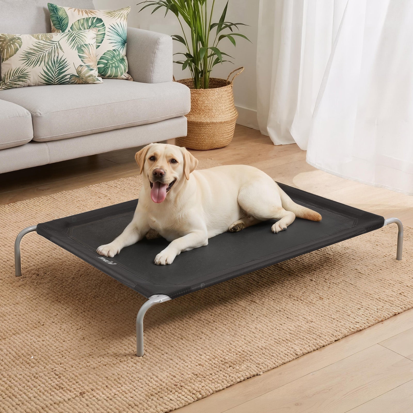 i.Pet Pet Dog Bed Elevated Trampoline Durable Raised Heavy Duty Large Dogs 90x137cm Black 7