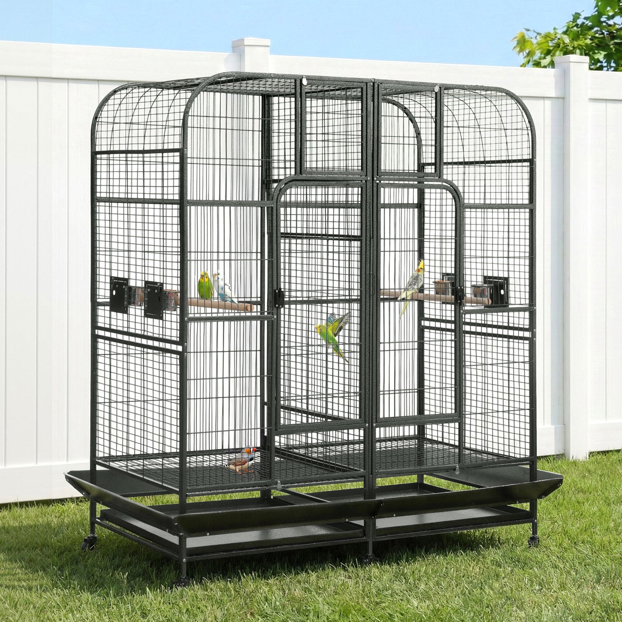 i.Pet Bird Cage Extra Large Aviary 185cm Pet Parrot Cage Castor Wheel Removable Divider 7
