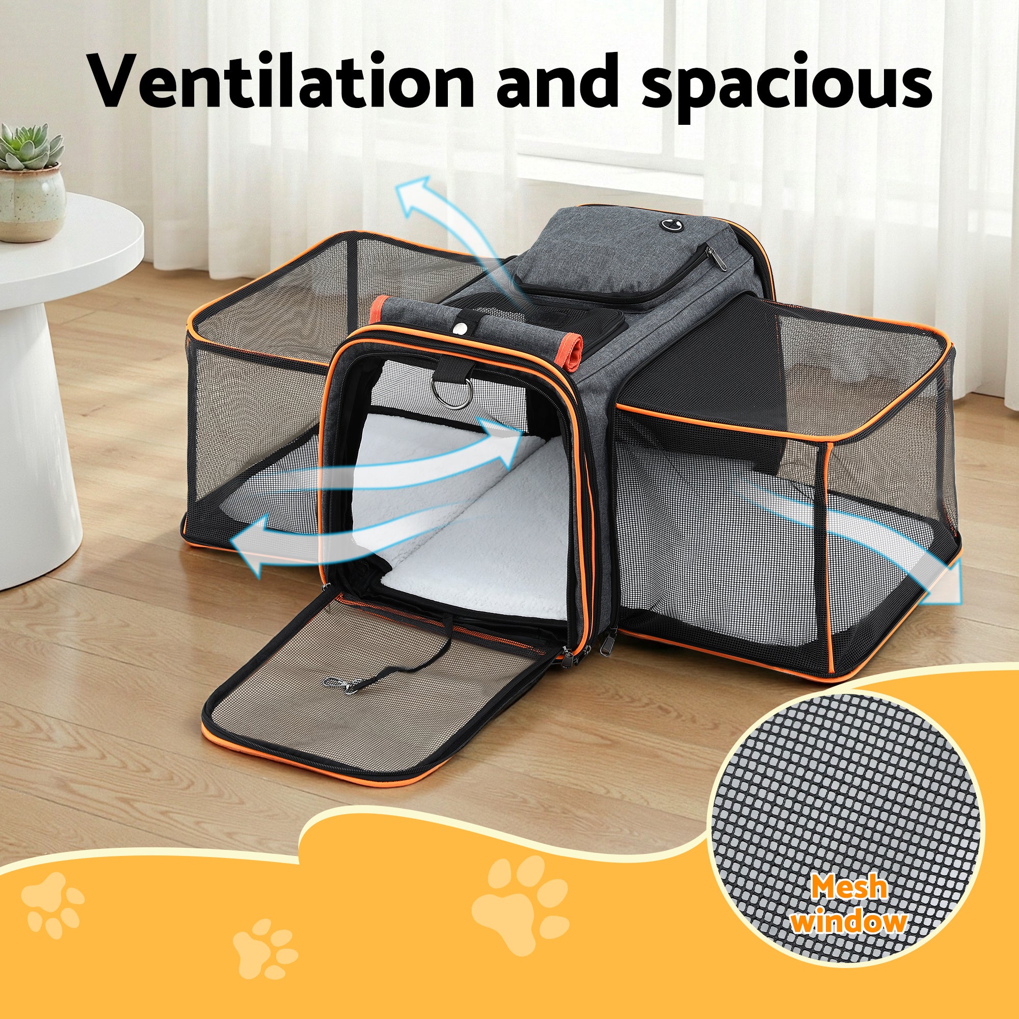 i.Pet Pet Carrier Bag Foldable Expandable Dog Cat Travel Cage Portable Car Kennel 4