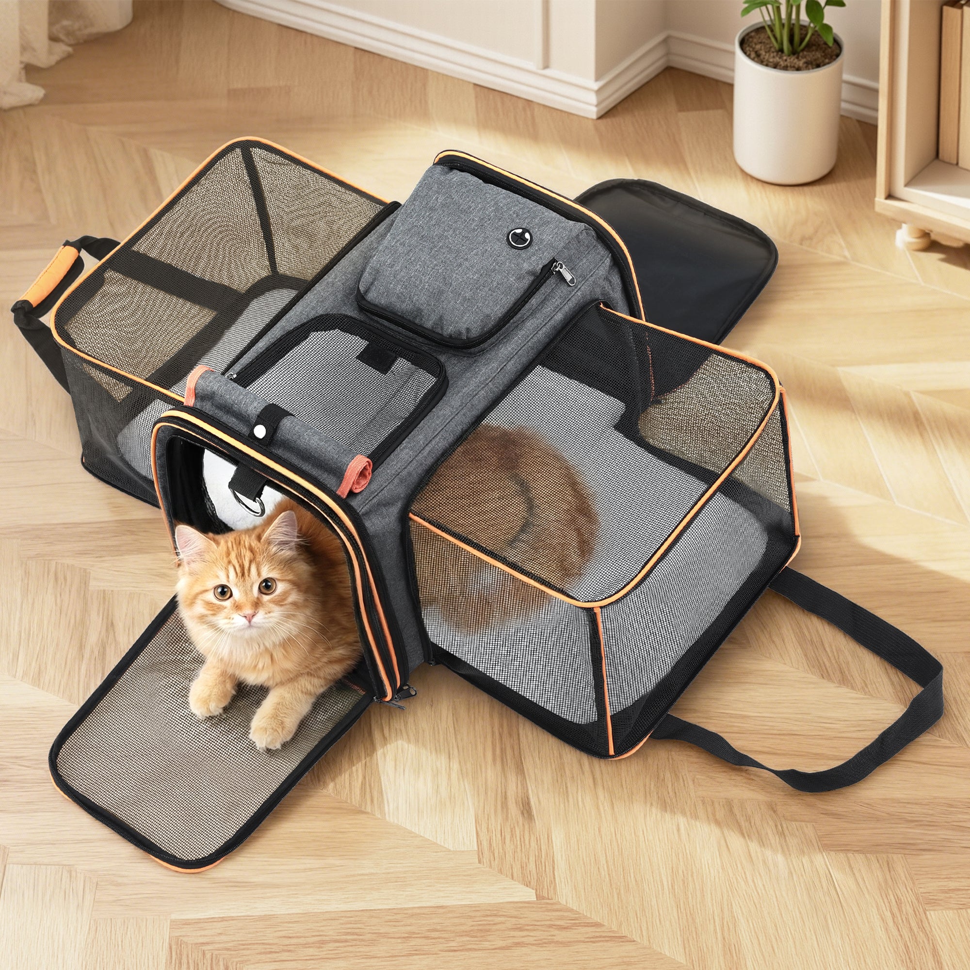 i.Pet Pet Carrier Bag Foldable Expandable Dog Cat Travel Cage Portable Car Kennel 7