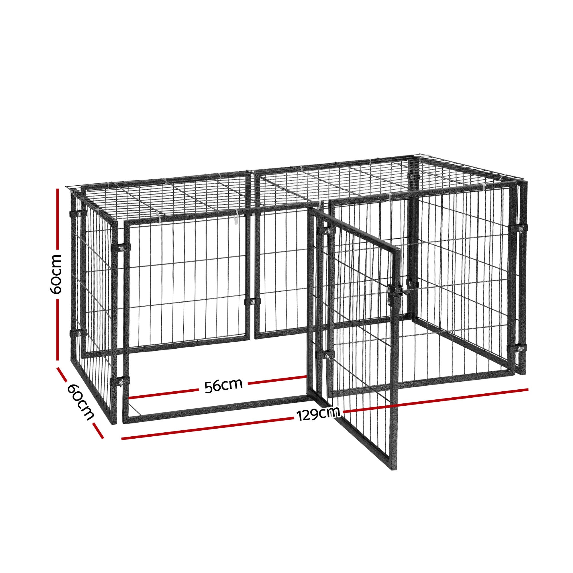 i.Pet Large Dog Crate Cage Playpen 129cm Puppy Pen Pet Enclosure Black