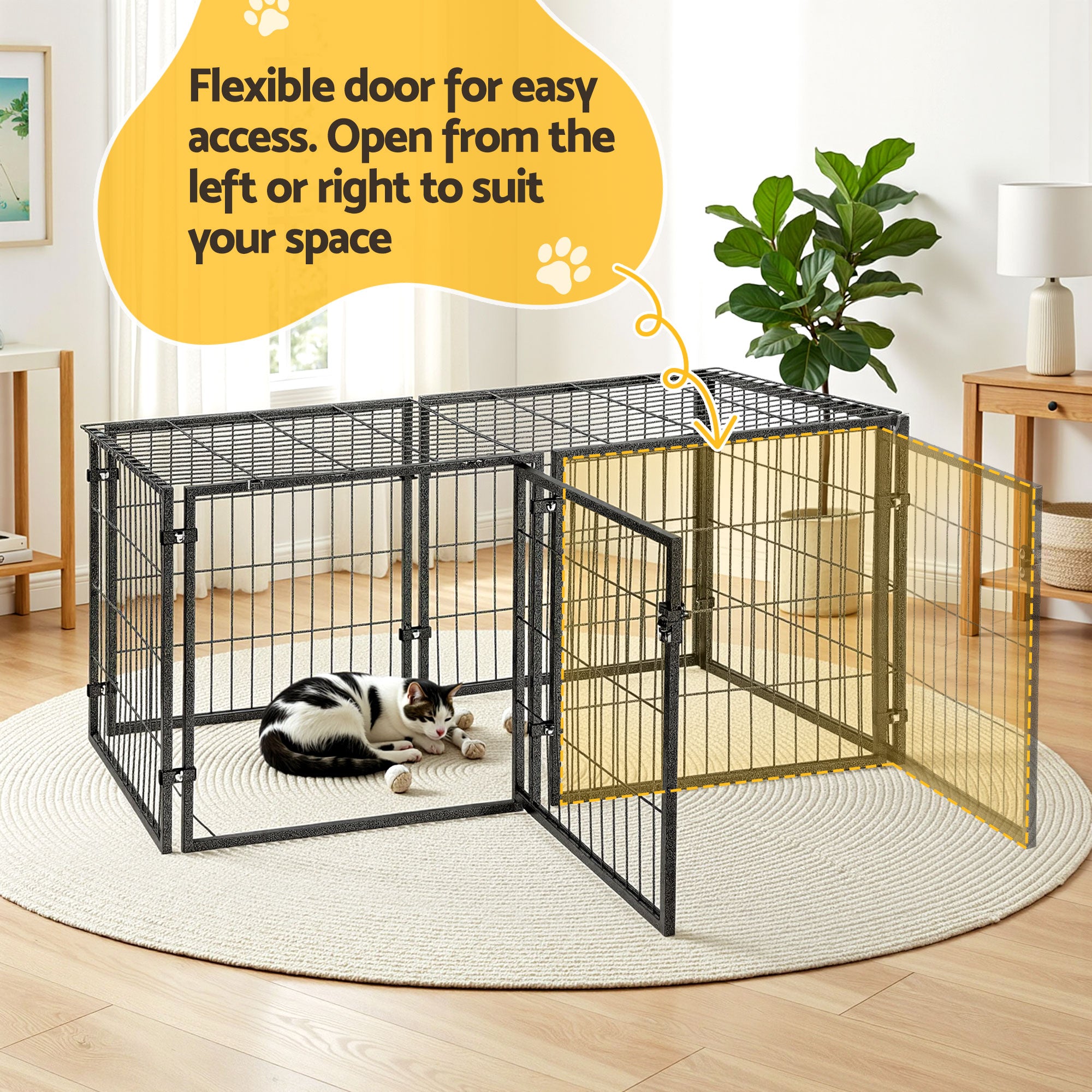 i.Pet Large Dog Crate Cage Playpen 129cm Puppy Pen Pet Enclosure Black 6