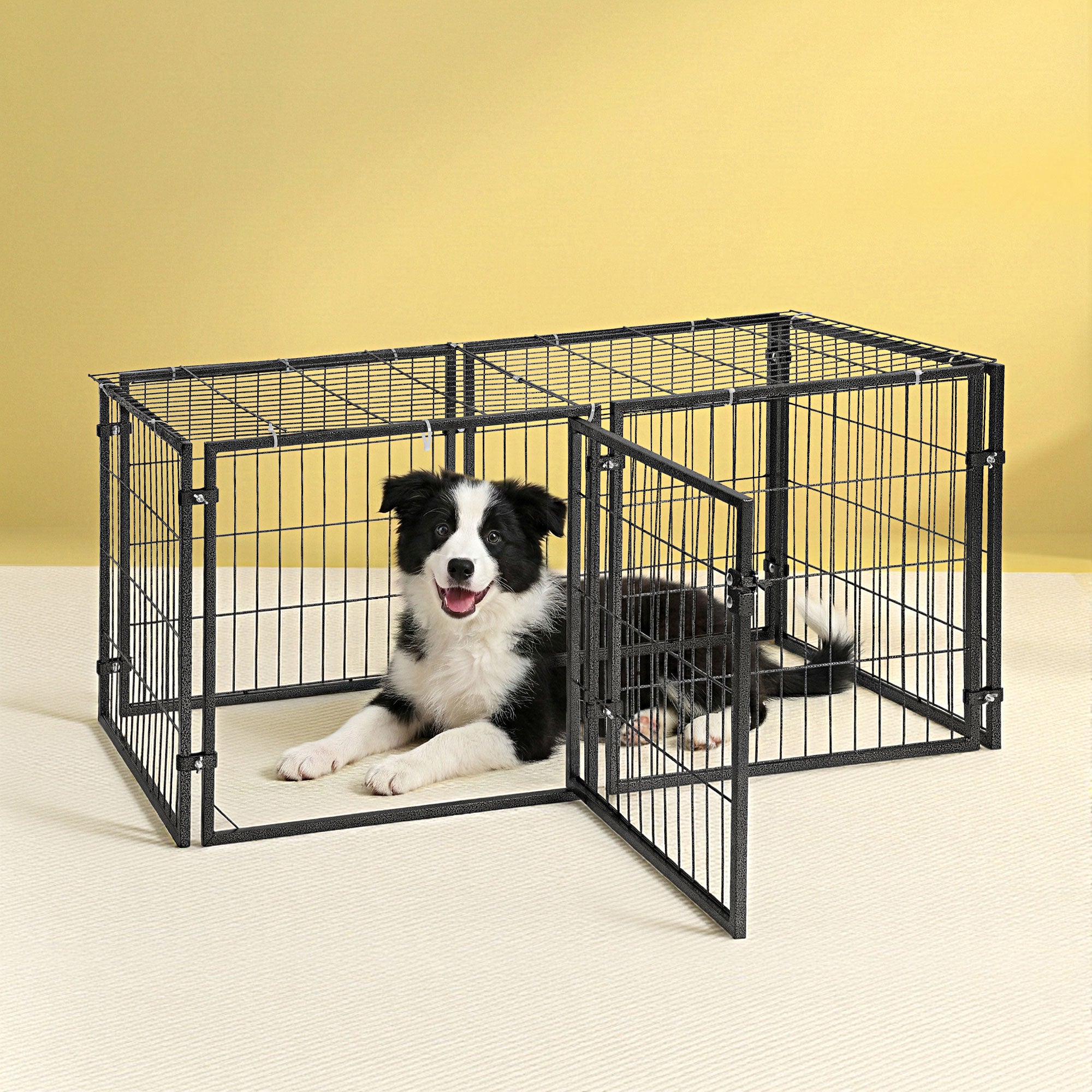 i.Pet Large Dog Crate Cage Playpen 129cm Puppy Pen Pet Enclosure Black 7