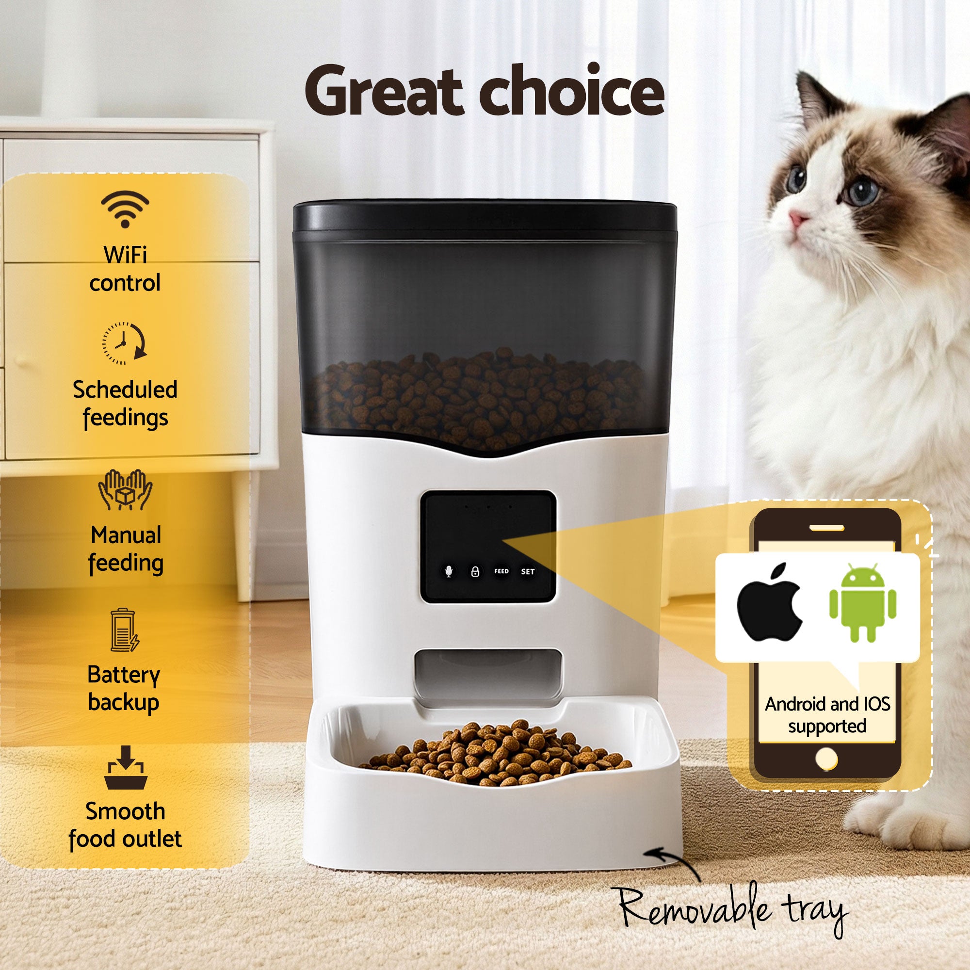 i.Pet Automatic Pet Feeder Dog Cat Feeder Wifi 3L Auto Smart Food Dispenser 4