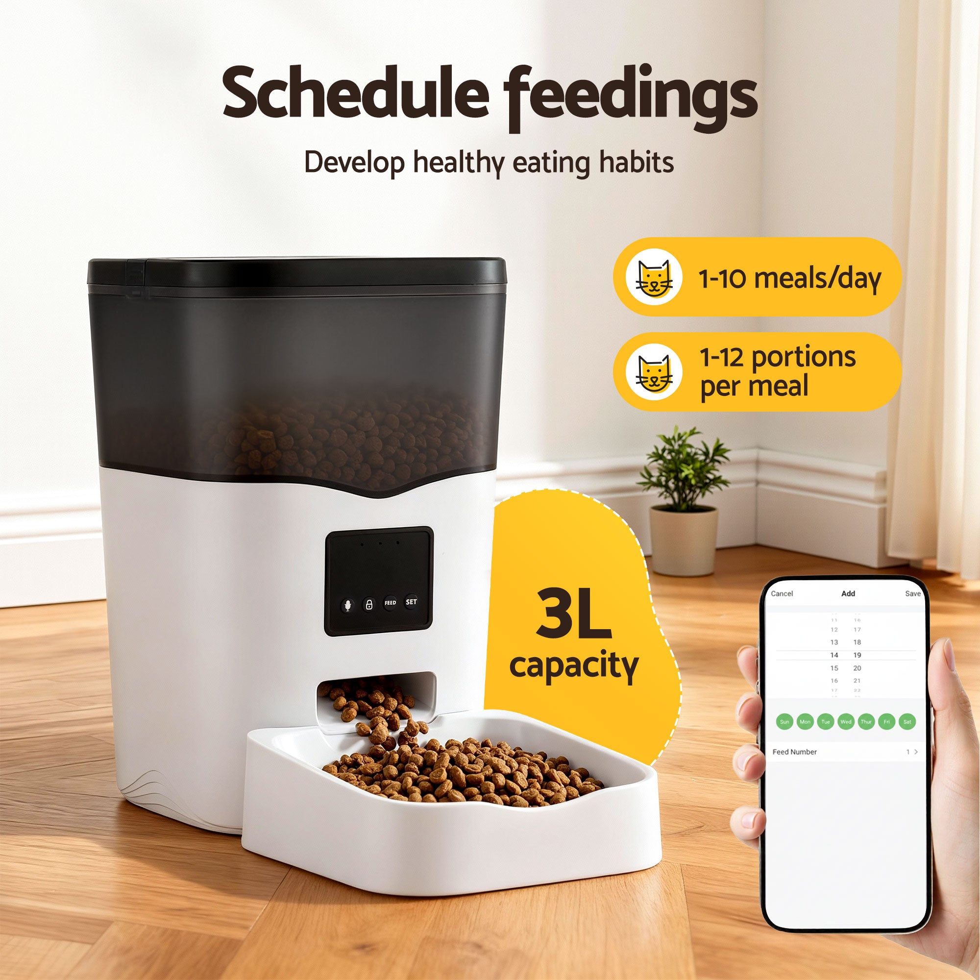 i.Pet Automatic Pet Feeder Dog Cat Feeder Wifi 3L Auto Smart Food Dispenser 6