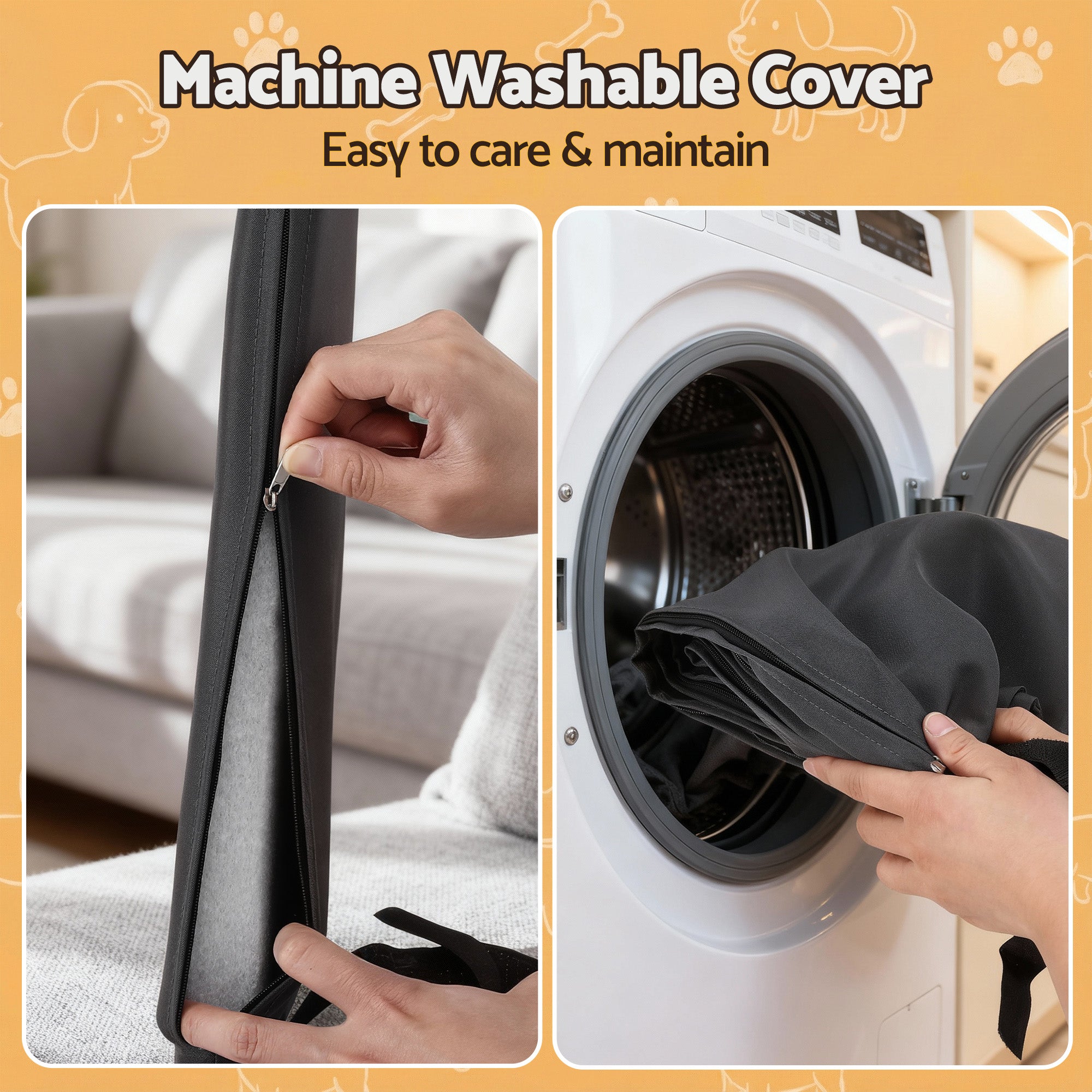 i.Pet 2in1 Dog Kennel Crate Furniture Grey Bedding Wooden House Indoor 6