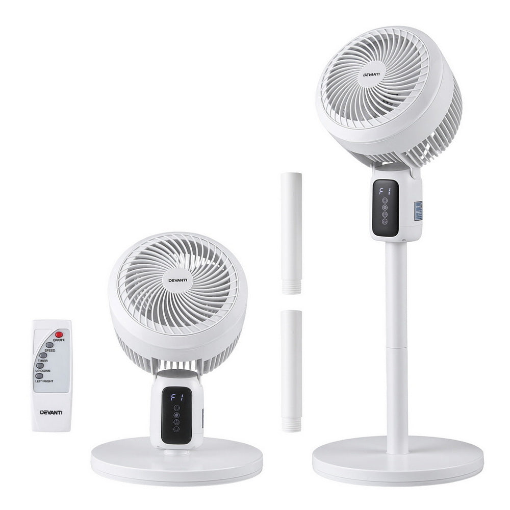 Devanti Pedestal Fan W/ Remote 3 Speed 12H Timer Height Adjustable Cooling Fan 3