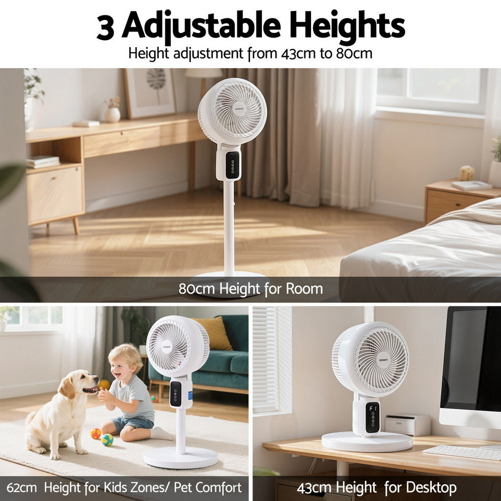 Devanti Pedestal Fan W/ Remote 3 Speed 12H Timer Height Adjustable Cooling Fan 4