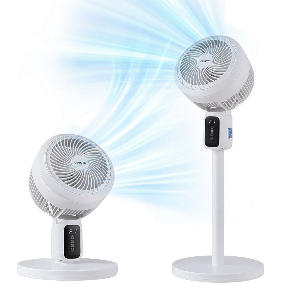 Devanti Pedestal Fan W/ Remote 3 Speed 12H Timer Height Adjustable Cooling Fan 5