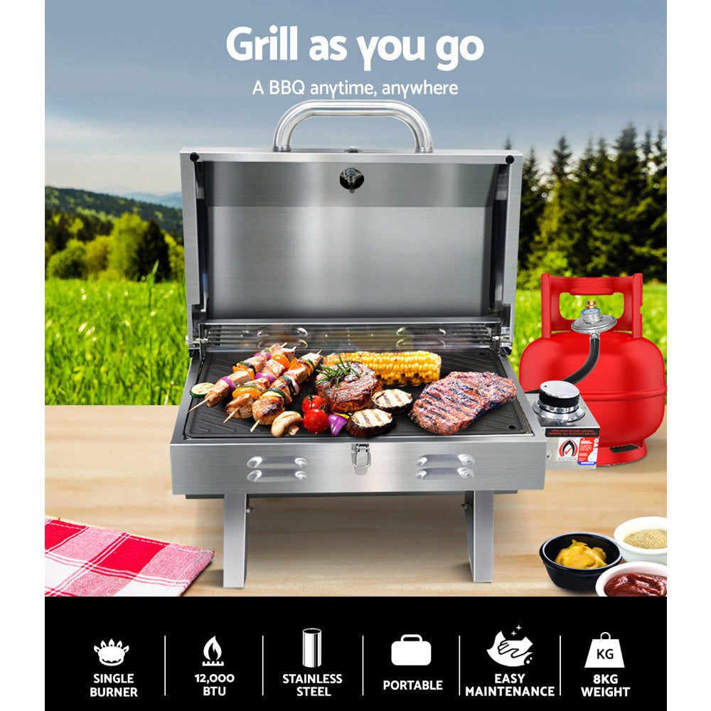 Grillz Portable Gas BBQ Grill with Double Sided Plate 3
