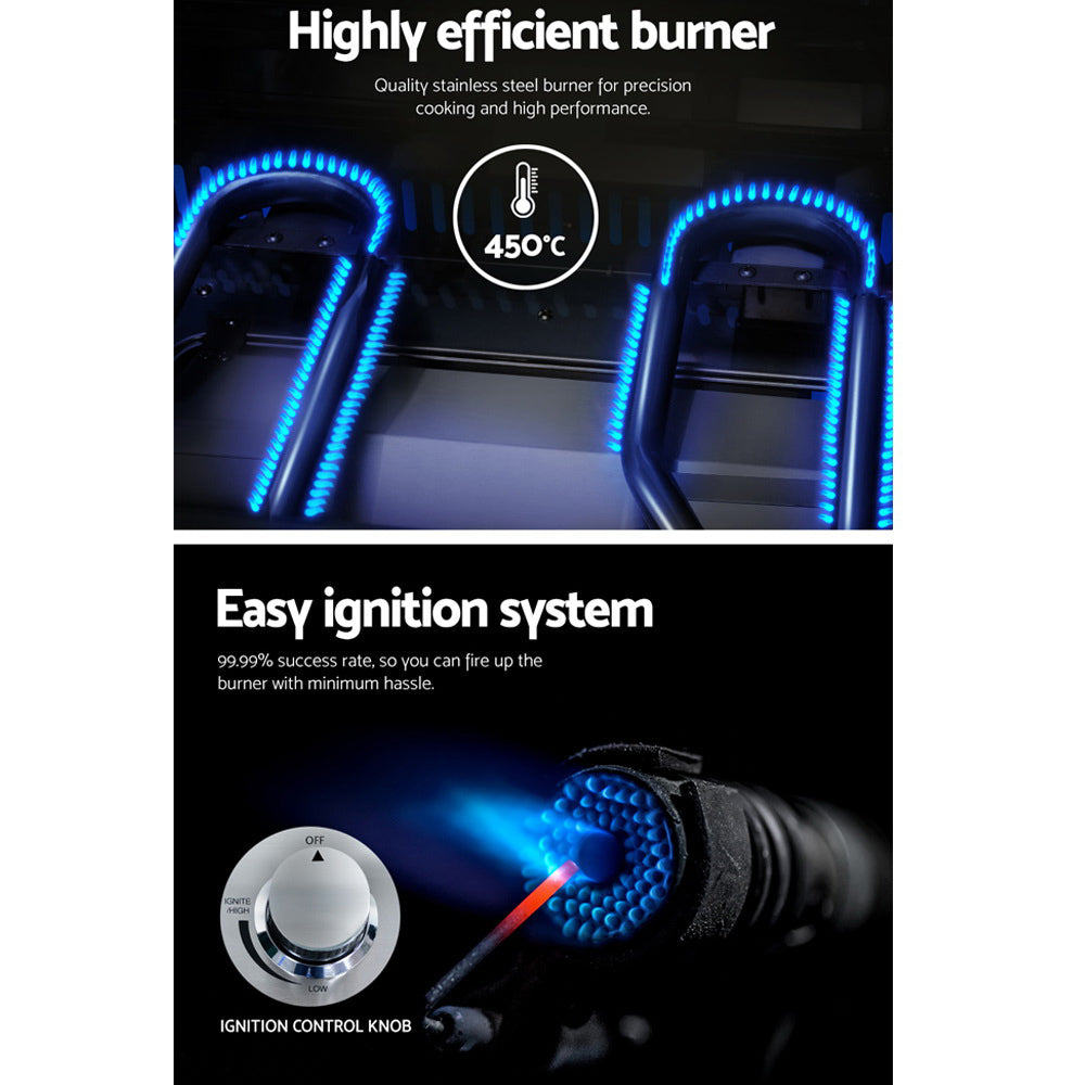 Grillz Portable Gas BBQ Grill 2 Burners with 2 Plates 5