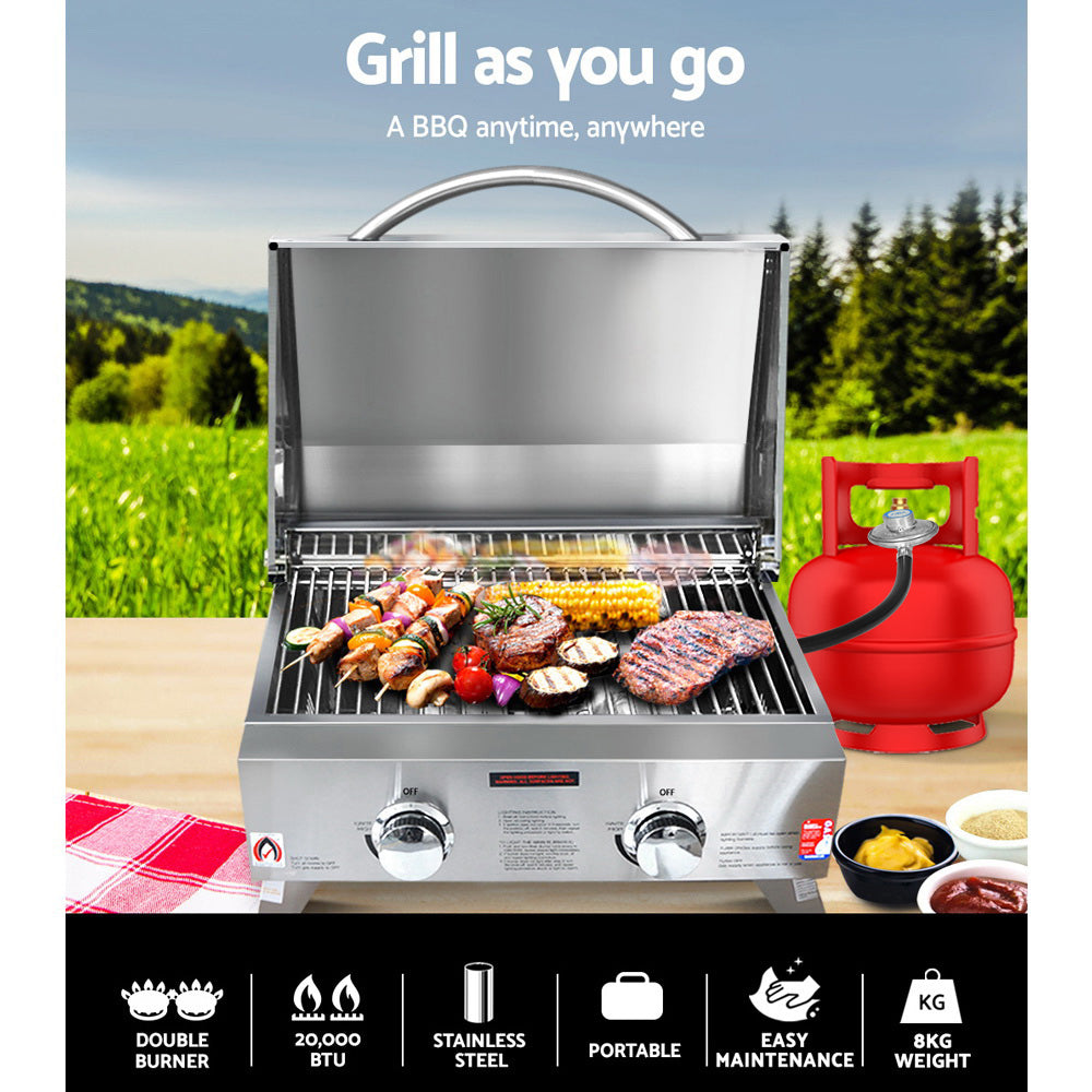 Grillz Portable Gas BBQ Grill 2 Burners 3