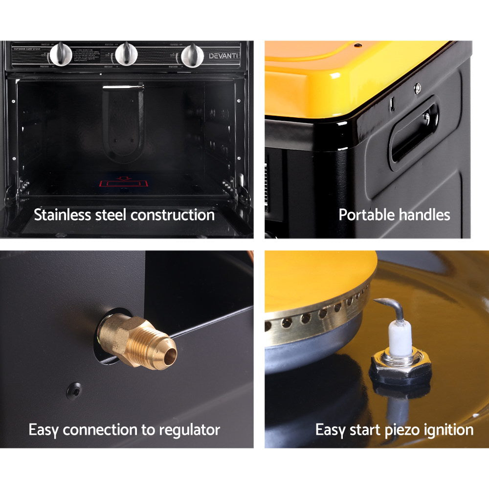Devanti Portable Gas Oven LPG Black 3