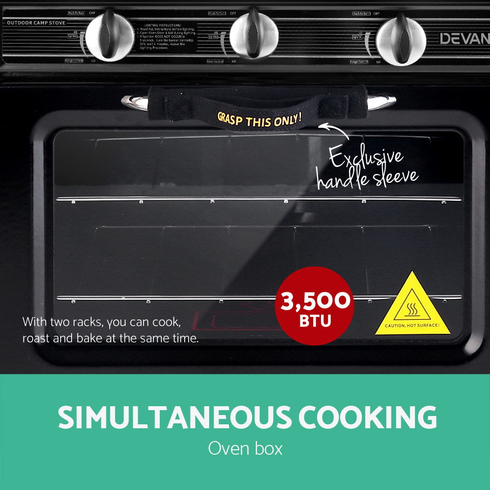 Devanti Portable Gas Oven LPG Black 5