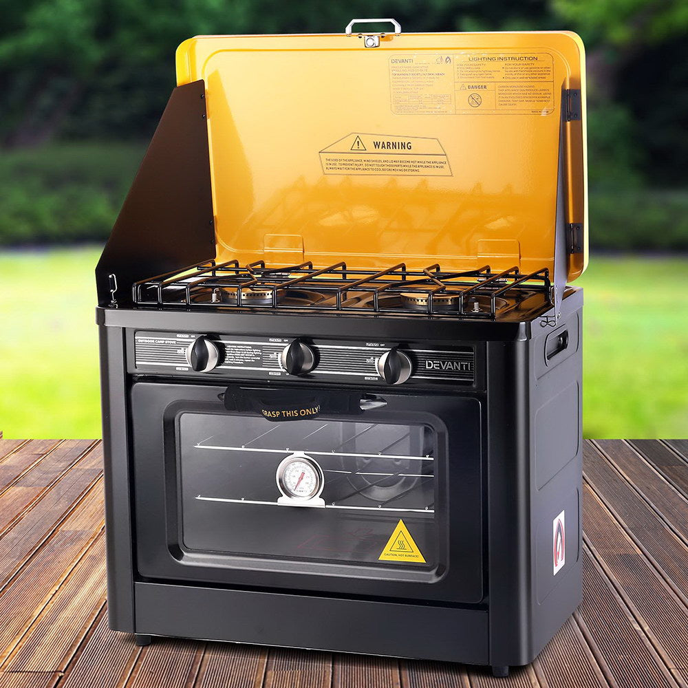 Devanti Portable Gas Oven LPG Black 7