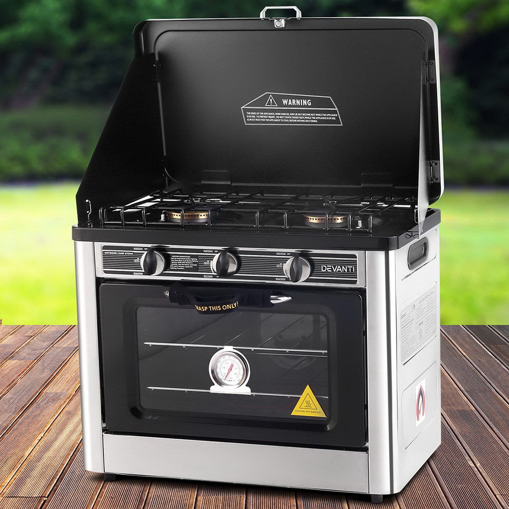 Devanti Portable Gas Oven LPG Silver 7