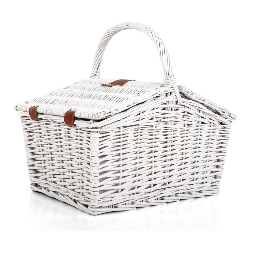Alfresco 2 Person Picnic Basket Set Willow Vintage Baskets Insulated Blanket Bag 3