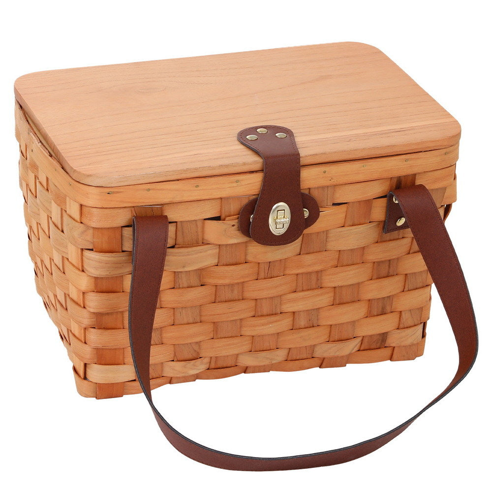 Alfresco 2 Person Picnic Basket Set Wooden Cooler Bag Plates Outdoor Insulated 3