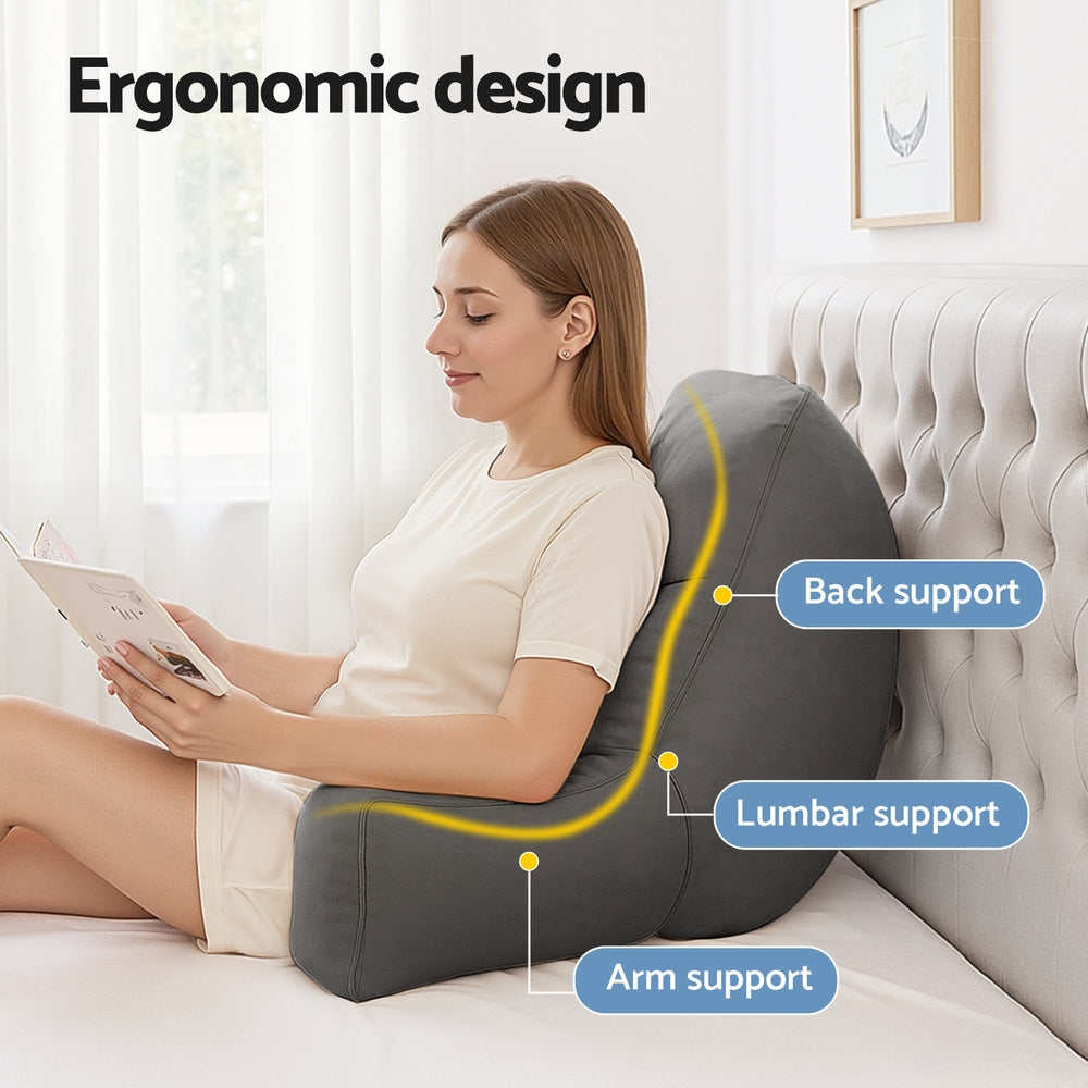 Giselle Reading Pillow Back Rest Lumbar Support Cushion Grey 4