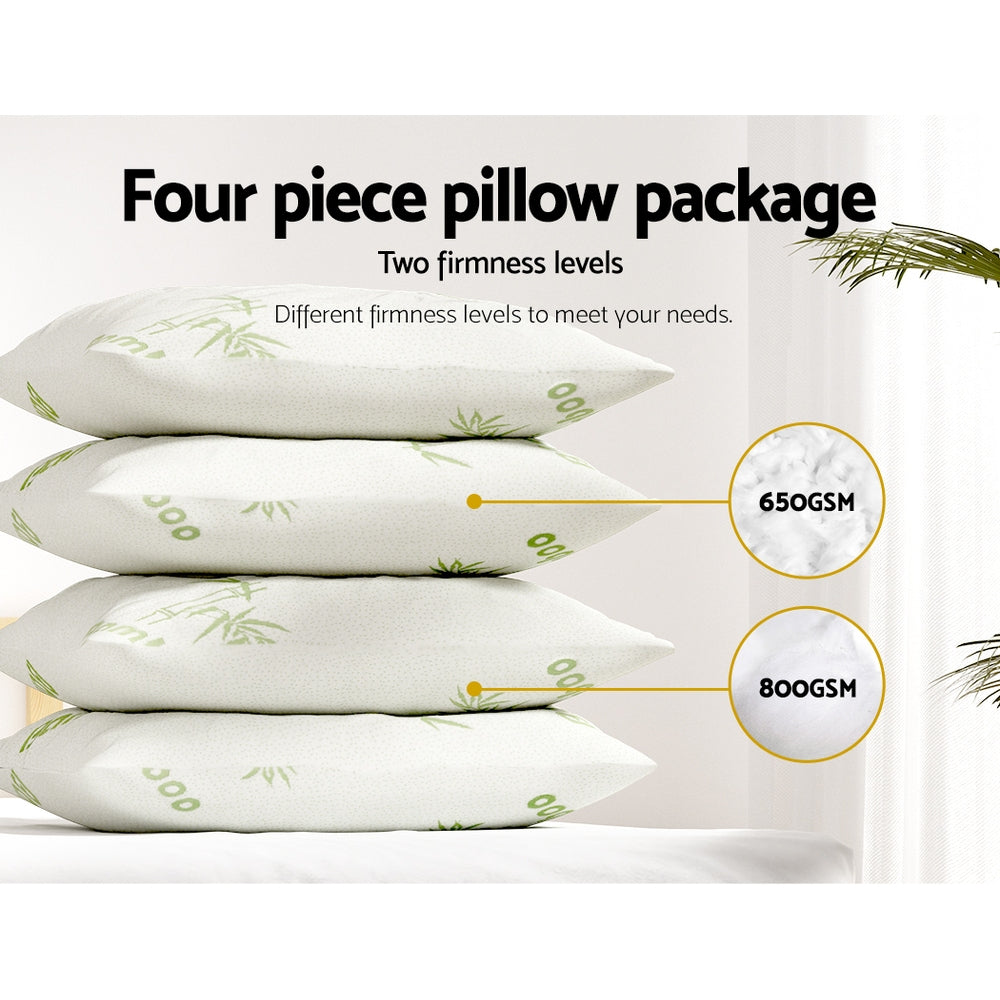 Giselle Bedding 4 Pack Bamboo Pillow Family Hotel 4