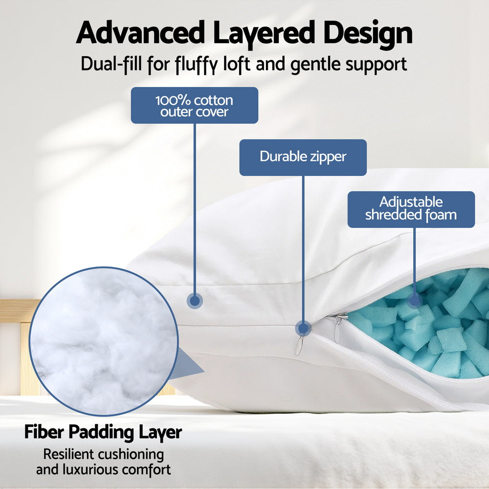 Giselle Bedding Shredded Memory Foam Pillow Adjustable Loft 4
