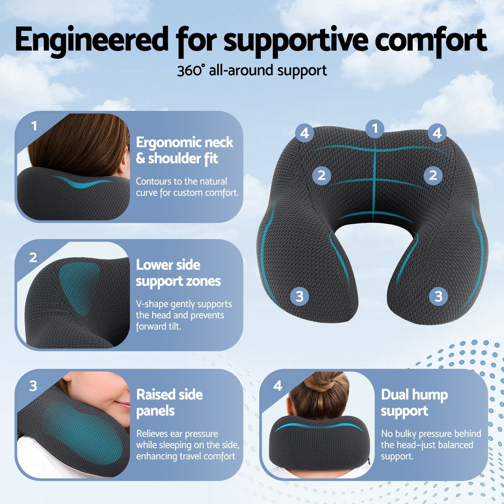 Giselle Bedding Travel Neck Pillow U-Shape Support Memory Foam Plane Car Cushion 4
