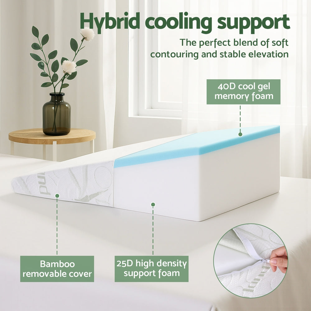 Giselle Bedding Wedge Pillow Gel Memory Foam Ergonomic Support Bamboo Cover 5