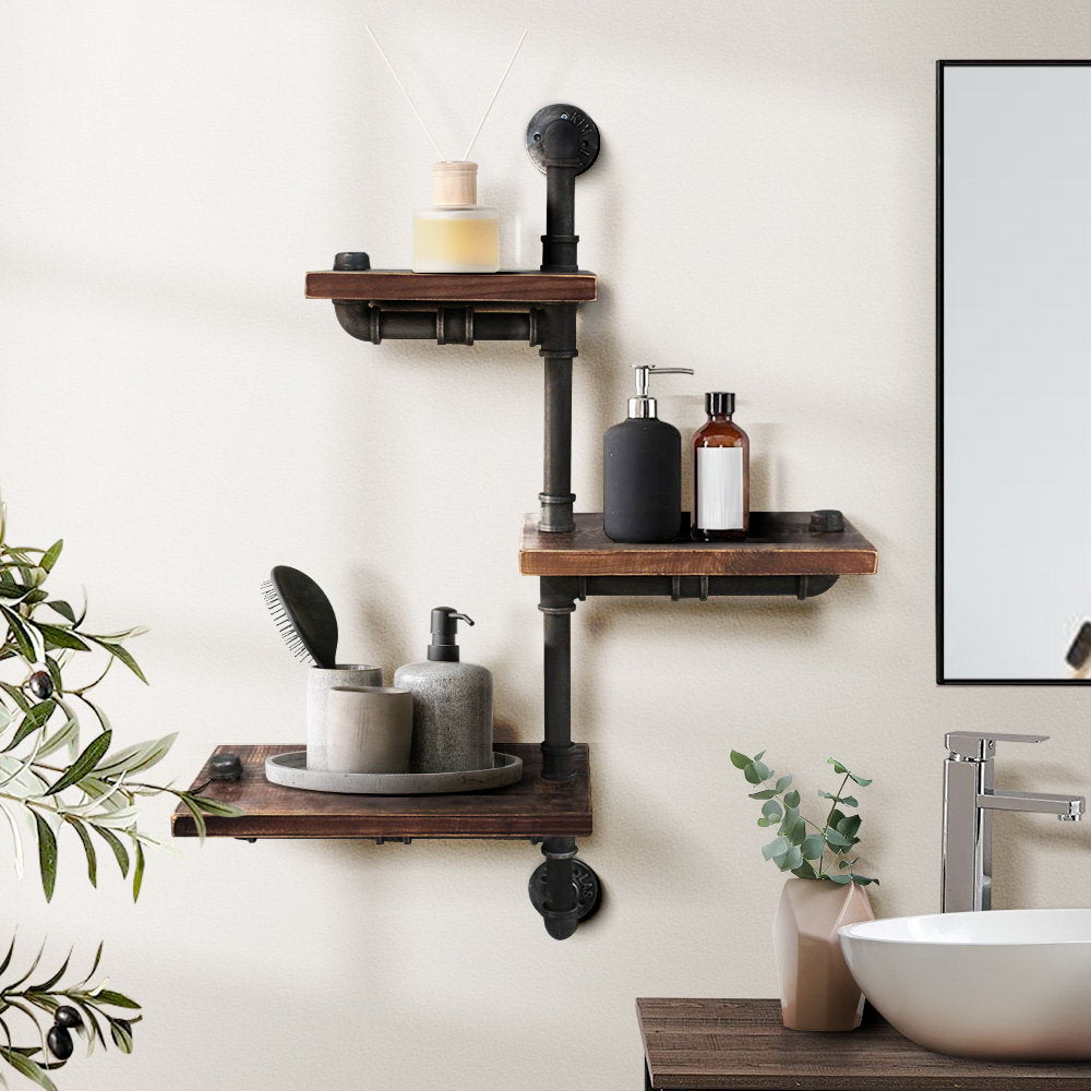 Artiss Floating DIY Pipe Shelf 3 Tiers - IVAN 8