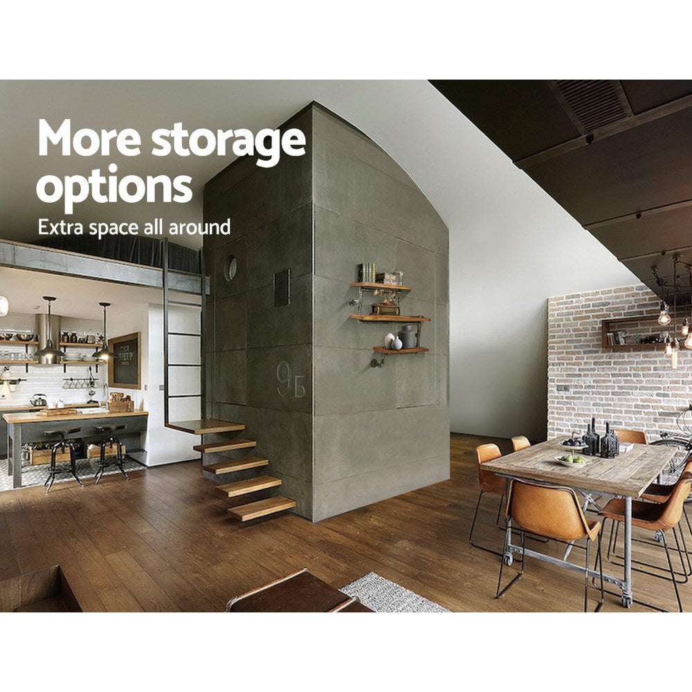 Artiss Floating DIY Pipe Shelf 3 Tiers - IONA 4